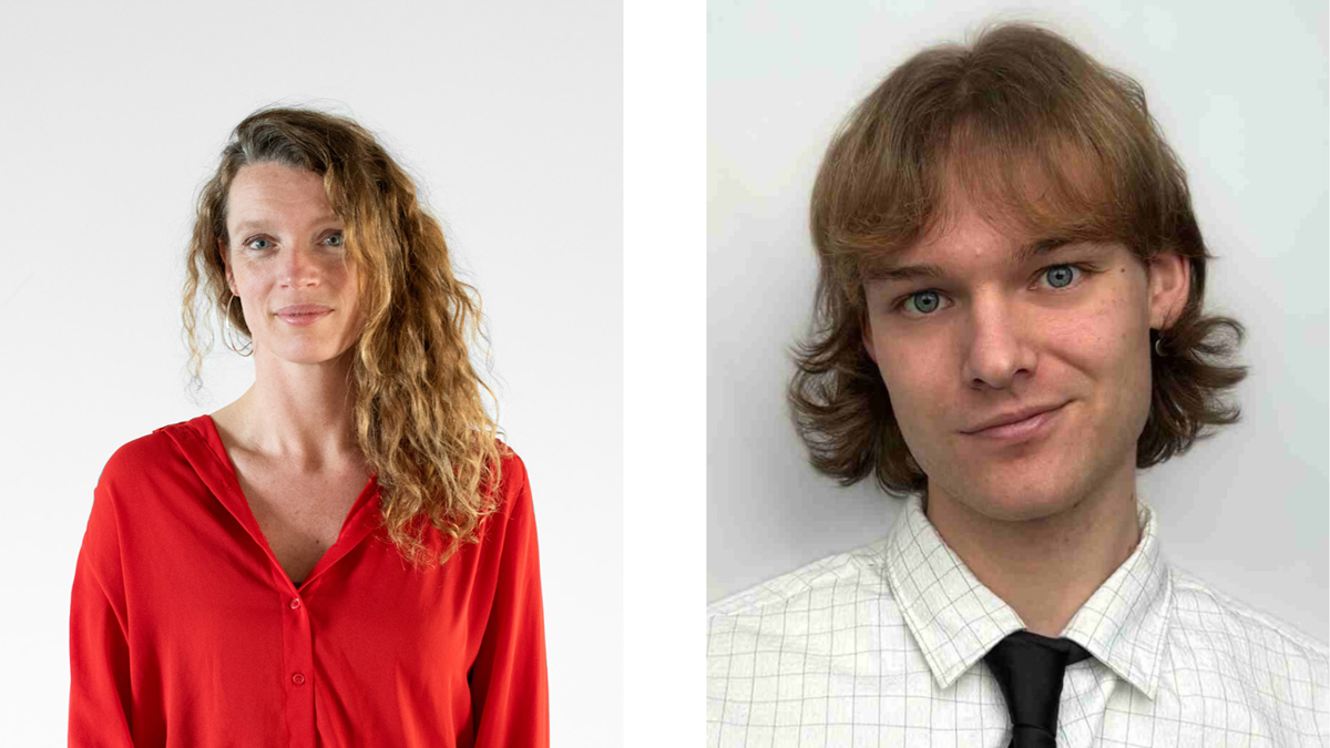 Elise van Alphen, Transgender Netwerk (links) en Patrick Abma, Queer Film Festival Utrecht (rechts)